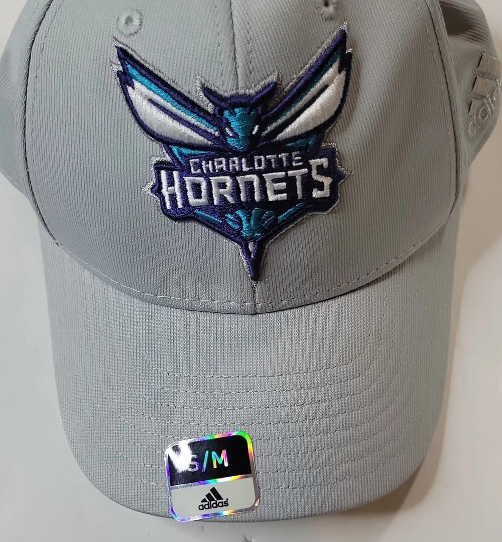 Adidas Charlotte Hornets Hat NBA SuperFlex Cap Sz Sm/Med Gray Tags Vintage READ